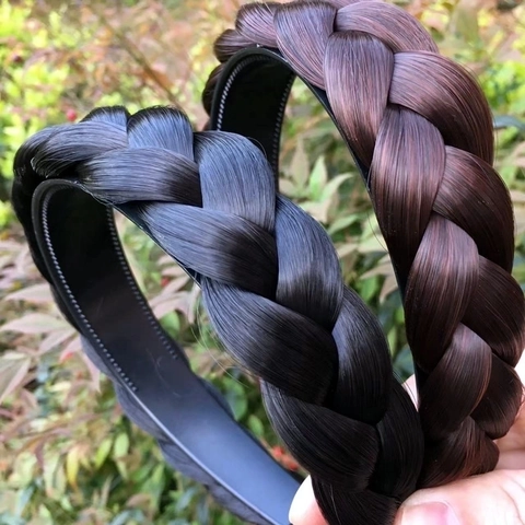 Cerchietto Per Capelli Intrecciato Parrucca Capelli Sintetici Ispessito Antiscivolo Con Denti Alla Moda Per Donne