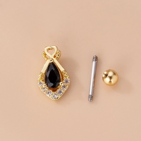 Zwarte Zirkonia Oorkraakbeen Stud Roestvrij Staal Koper Piercing Sieraden Schroefsluiting Mode Retro Punk Stijl