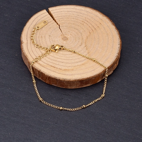 Bracciale Con Perline In Acciaio Al Titanio Da Donna Placcato Oro 18K Catena Satellitare Gioielli Minimalisti Regolabili