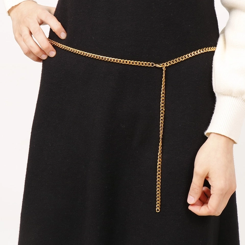 Cintura A Catena Cubana Oro Da Donna Acciaio Inossidabile Catena Girovita Regolabile Per Abiti Accessorio Moda