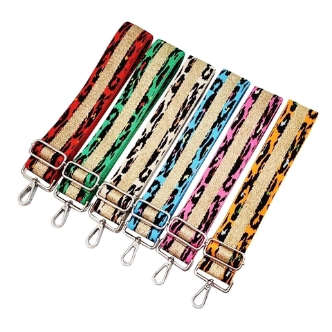 Leopard Print Wide Shoulder Strap Replacement For Crossbody Bags Adjustable Woven Polyester Cotton With Metal Buckle