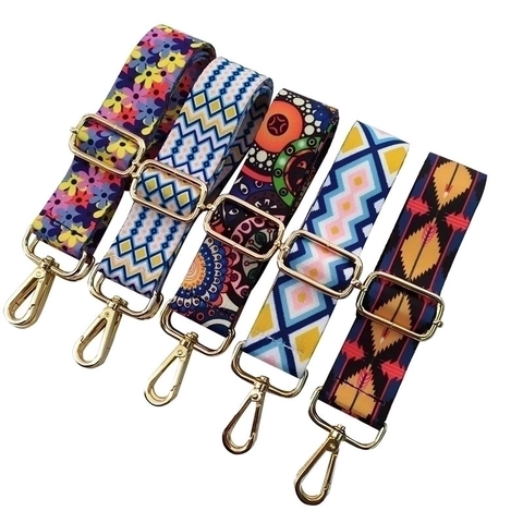 Dames Etnische Stijl Verstelbare Vervangende Tasriem Kleurrijke Katoen Polyester Brede Schouderriem Crossbody Tas Accessoires