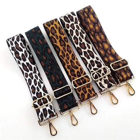 Leopard Print Wide Bag Strap Adjustable Polyester Cotton Replacement Shoulder Strap For Crossbody Handbags Stylish