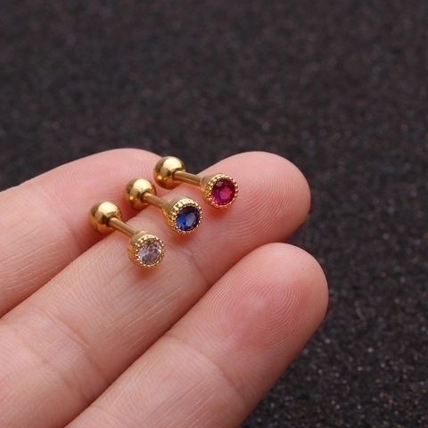 Clous D'oreille Cartilage En Zircon Rond Acier Inoxydable Fermoir À Vis Bijoux De Piercing Accessoires De Mode Minimalistes