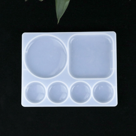 Silicone Mold DIY Resin Casting Palette Shape For Jewelry Making Paint Mixing Craft Tool Multi Compartment