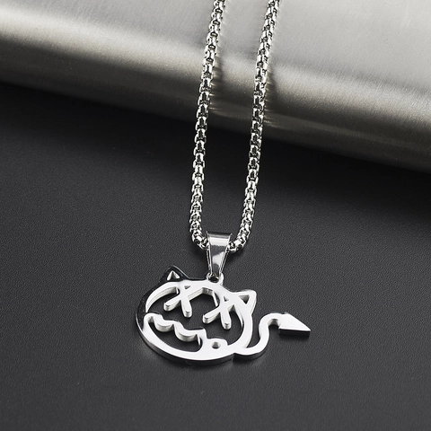 Collana Con Ciondolo Piccolo Diavolo Acciaio Inossidabile Hip Hop Streetwear Novità Cartone Animato Gioielli Per Uomini Donne Colore Argento