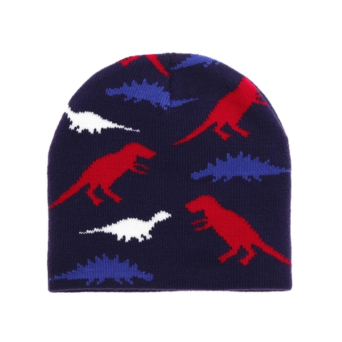 Berretto In Maglia Bambini Caldo Acrilico Motivo Dinosauro Camouflage Jacquard Beanie Ragazzi Bimbi Inverno