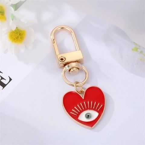 Portachiavi Cuore Lega Smalto Occhio Di Allah Arcobaleno Ciondolo Dorato Fascino Colorato Decorazione Borsa Accessorio
