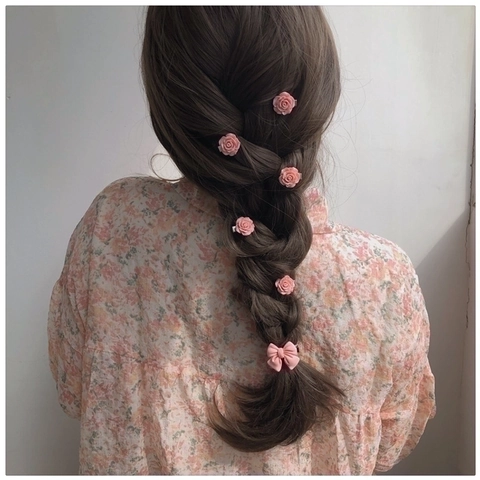 Mollette Per Capelli Rosa Dolci Fiore Di Camelia Fiocco Cuore Pesca Forme Resina Plastica Metallo Fermaglio Per Ragazze