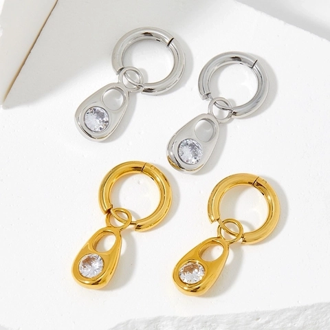 Orecchini a Cerchio in Acciaio Inossidabile con Zirconia per Donna Orecchini a Goccia Geometrici Gioielli alla Moda