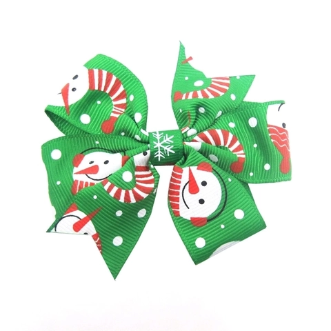 Kerst Haarstrik Clips Grosgrain Lint Zwaluwstaart Sneeuwpop Sneeuwvlok Haarpinnen Voor Baby Meisjes Kinderen