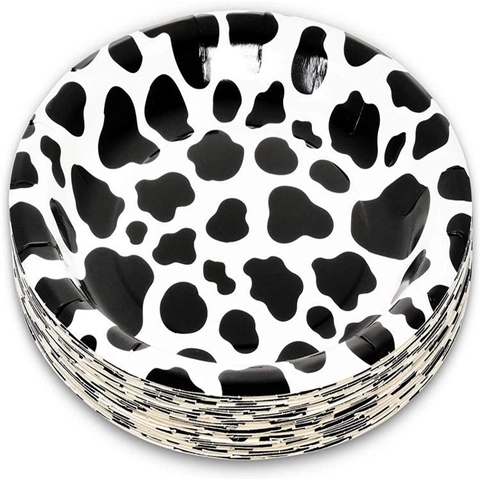 Cow Print Party Tableware Paper Plates Cups Napkins Banner Tablecloth Straws For Farm Birthday Decorations
