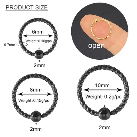 Anello Al Naso Intrecciato In Acciaio Inossidabile Con Perline Orecchino Circolare Aperto Gioielli Piercing Uomo Donna