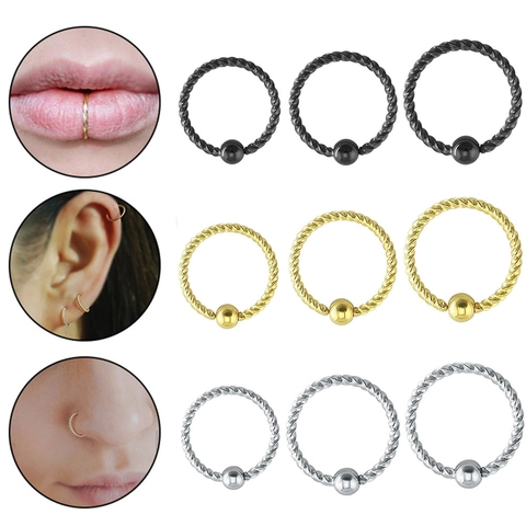 Anello Al Naso Intrecciato In Acciaio Inossidabile Con Perline Orecchino Circolare Aperto Gioielli Piercing Uomo Donna