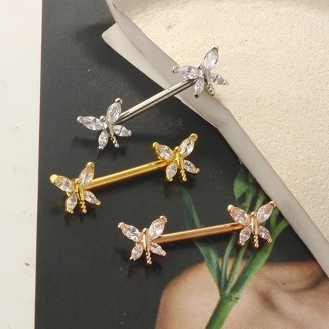 Piercing Capezzolo In Acciaio Inossidabile Con Zircone Farfalla Vintage Gioielli Per Il Corpo Da Donna Accessori Eleganti
