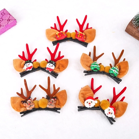 Fermagli Per Capelli Con Corna Di Renna Di Natale In Peluche Tessuto Babbo Natale Pupazzo Di Neve Decorazione Per Feste