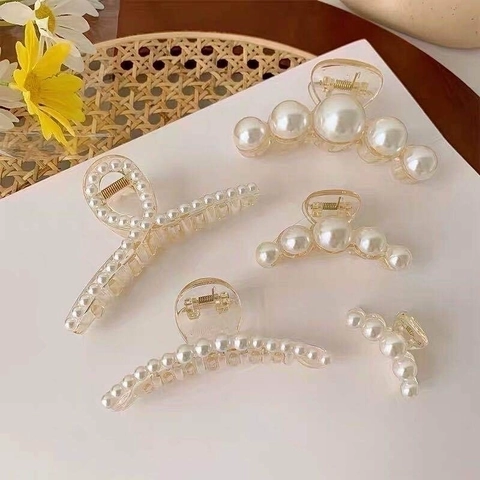 Pinzas Para El Cabello De Perlas Artificiales Elegantes Acrílico Transparente Pinzas De Pelo Para Mujeres Estilo Coreano Accesorios