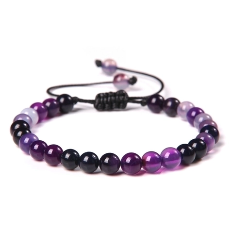 Naturstein Perlenarmband Verstellbares Geflochtenes Seil Tigerauge Agate Lavastein Yoga Boho Schmuck Für Herren Damen