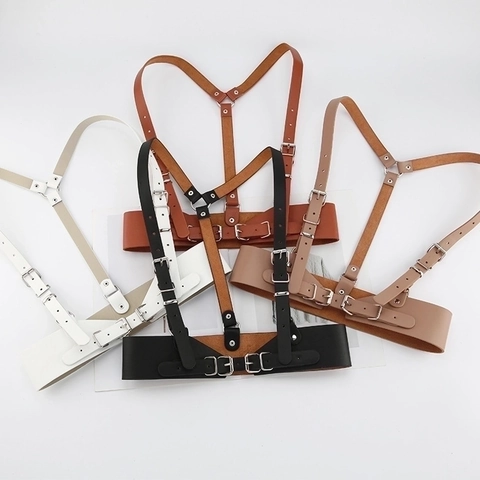 Functional Punk Style Faux Leather Harness Belt For Women Gothic Streetwear Adjustable Waist Corset Belt For Dresses Shirts Fashion Accessory