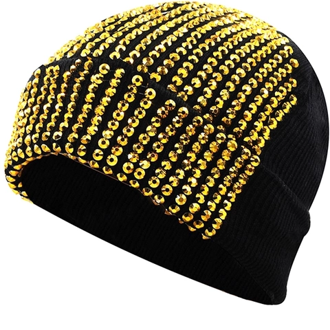 Gorro De Punto Con Pedrería Cálido De Acrílico Acanalado Estilo Punk Gorra De Invierno Para Hombres Mujeres