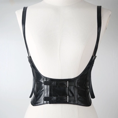 Cintura Corsetto In Pelle PU Da Donna Con Spalline Regolabili Doppia Fibbia Stile Punk Cintura In Vita Per Completo