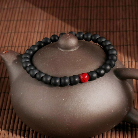 Beaded Bracelet Matte Agate Marble Texture Round Beads Elastic Vintage Style Retro Unisex Jewelry