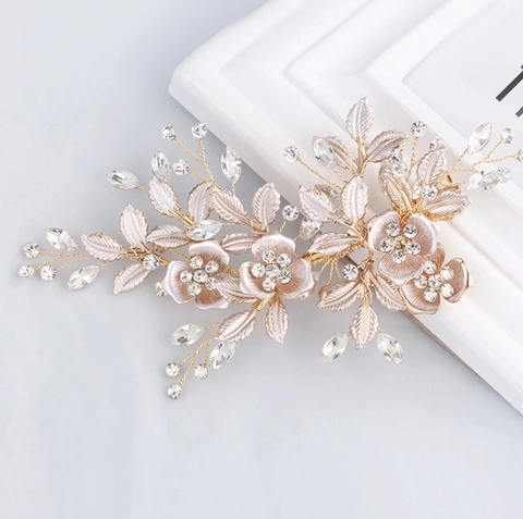 Fermaglio Per Capelli Sposa Strass Perla Artificial Lega Fiore Foglia Accessorio Matrimonio Copricapo Elegante Per Donne