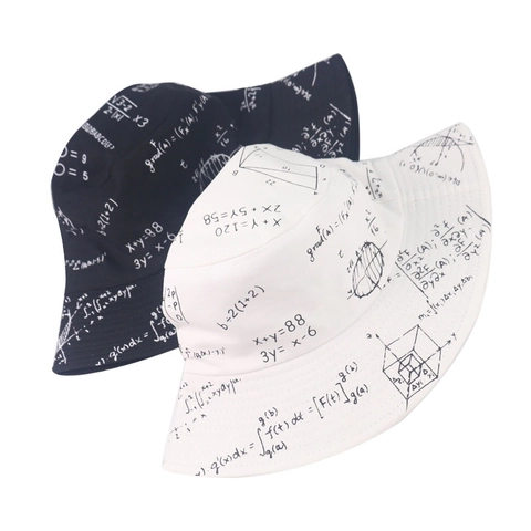 Cappello Da Pescatore In Cotone Stampa Formula Matematica Funzione Protezione Solare Tesa Larga Esterno Stile Geek Unisex