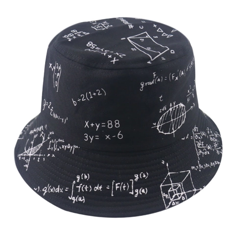 Cappello Da Pescatore In Cotone Stampa Formula Matematica Funzione Protezione Solare Tesa Larga Esterno Stile Geek Unisex