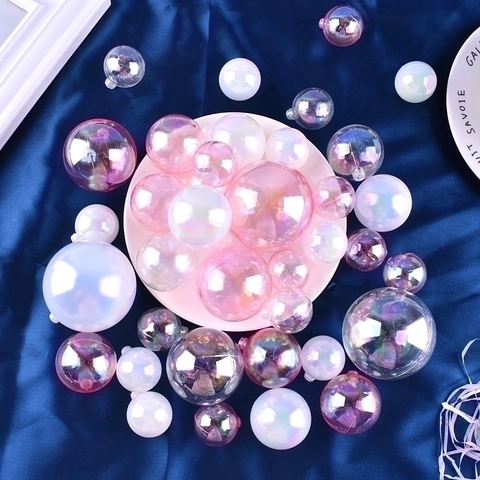 Iridescent Cake Topper Balls Plastic Decorative Sphere For Birthday Party Baking Dessert Ornaments Colorful Elegant