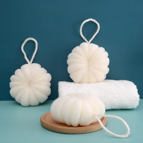 Grande Éponge De Bain Pouf De Douche En Maille Boule De Bain Exfoliante Douce Avec Corde Suspendue