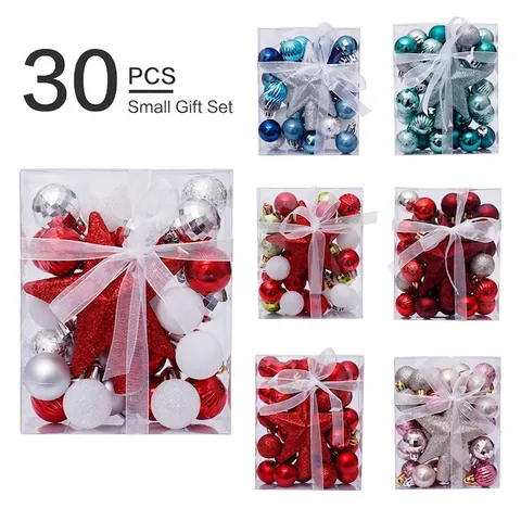 Christmas Ball Ornaments Tree Topper Star Shatterproof Plastic Holiday Party Decor Glitter Matte Glossy Texture
