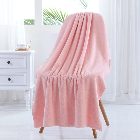 Coral Fleece Bath Towel Thickened Absorbent Quick Dry Scalloped Edge Soft Wrap For Adult Spa Home