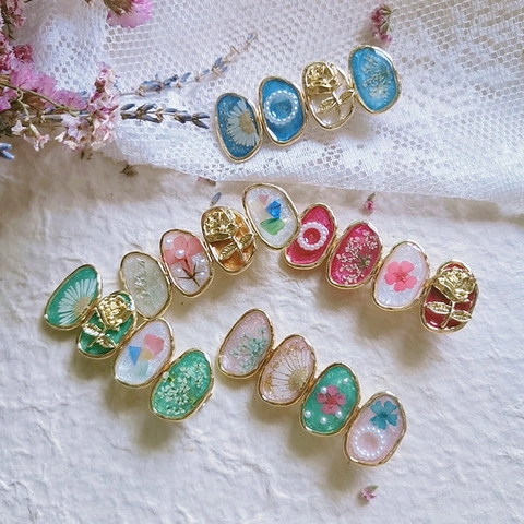 Handmade Real Dried Flower Resin Hair Clip For Women Vintage Floral Duckbill Clip With Artificial Pearl Metal Rose Hair Jewelry