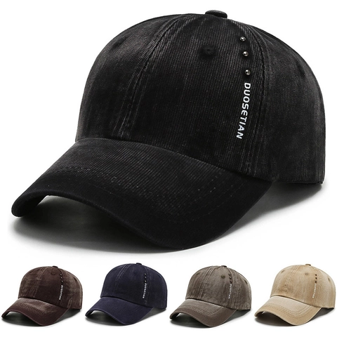 Casquette De Baseball En Velours Côtelé Vintage Pour Hommes Femmes Ajustable Lavée Rétro Chapeau De Soleil Avec Rivets