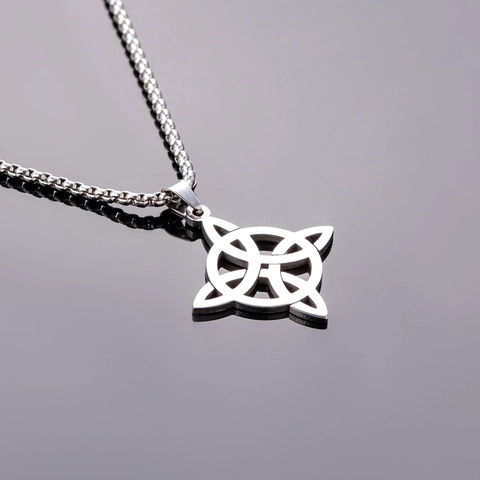 Celtic Knot Necklace Stainless Steel Irish Viking Rune Pendant Hollow Geometric Jewelry For Men Women Minimalist Accessory