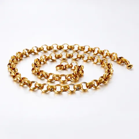 Stainless Steel Rolo Chain Necklace Titanium Steel Electroplated Gold Silver Color Simple Fashion Jewelry For Men Women