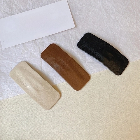 Minimalistische PU Leder Haarklammern Geometrische Quadratische Tropfen BB Clips Eleganter Haarschmuck