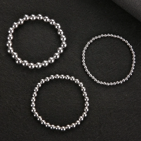 Stainless Steel Round Bead Bracelet High Polished Minimalist Ball Chain Jewelry For Men And Women