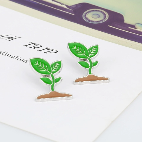 Cartoon Emaille Broches Plantenzaailing Ginkgoblad Boomhut Legering Spelden Mode Sieraden Accessoire