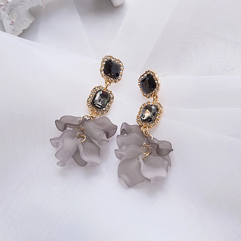 Pendientes Colgantes De Pétalos De Rosa Estilo Palacio Vintage Para Mujer Con Poste De Plata De Ley 925 Aleación Resina Cristal