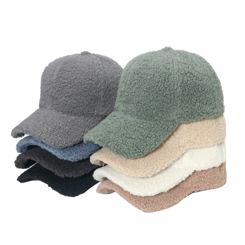 Berretto Da Baseball In Pile Sherpa Tinta Unita Inverno Caldo Peluche Spesso Cappello Regolabile Per Uomo E Donna