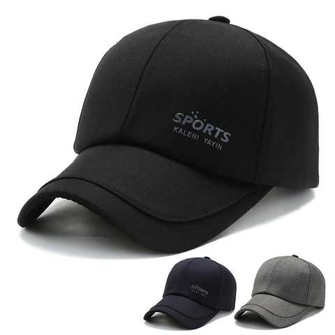 Heren Baseball Cap Polyester Verstelbaar Sport Outdoor Zonbescherming Panelen Gebogen Rand Casual Hoed Letterprint