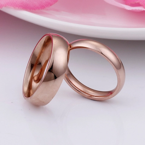 Minimalistische Gepolijste Bandring Titanium Staal Roségoud Verguld Voor Koppels Mannen Vrouwen Eenvoudige Sieraden
