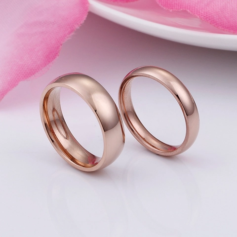 Minimalistische Gepolijste Bandring Titanium Staal Roségoud Verguld Voor Koppels Mannen Vrouwen Eenvoudige Sieraden