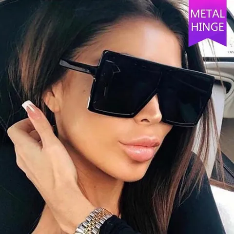 Oversized Square Sunglasses For Women Men Retro PC Frame AC Lens Metal Hinges UV400 Protection Fashion Travel Eyewear