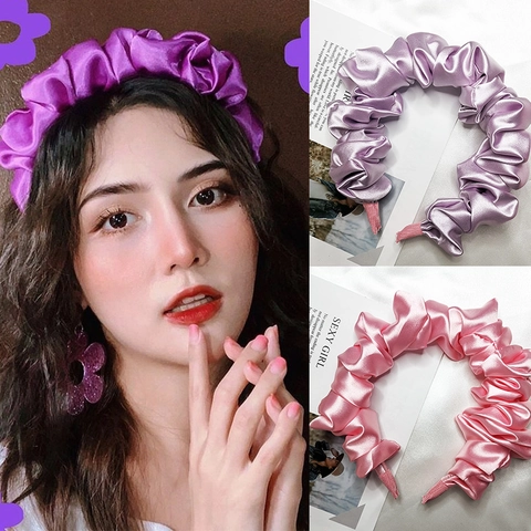 Cerchietto In Raso Pieghettato Simil Raso Stile Scrunchie Accessorio Per Capelli Retro Elegante Per Donne Uso Quotidiano