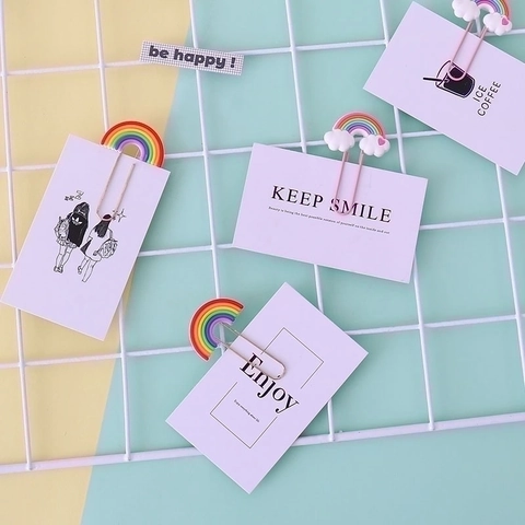 Regenbogen Wolke Büroklammern Kreative PVC Weichgummi Metall Lesezeichen Für Büro Schule Schüler Niedliche Schreibwaren