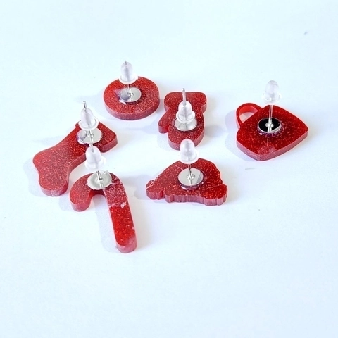 Christmas Theme Stud Earrings Acrylic Glitter Holiday Accessories Festive Women