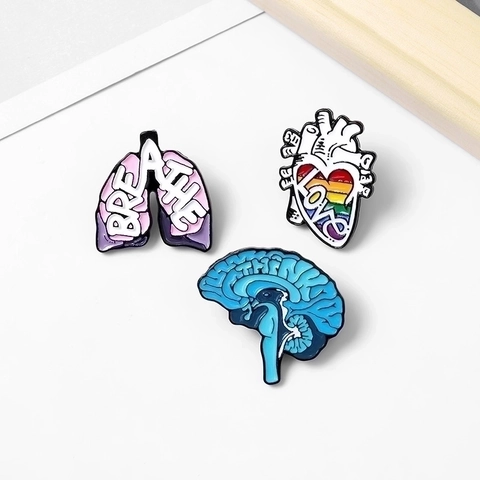 Creative Alloy Organ Brooch Punk Heart Brain Lung Enamel Pins Personalized Badge Clothing Accessories Brooches For Unisex